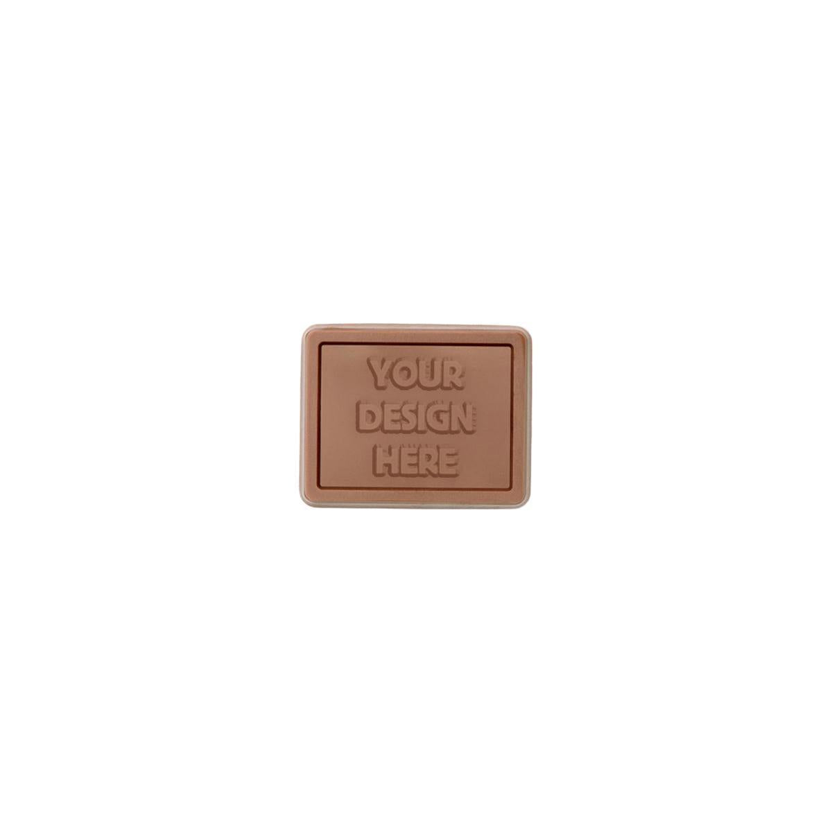 Custom Logo 2″x2″ Engraved Custom Chocolate Shape – Clear Packaging