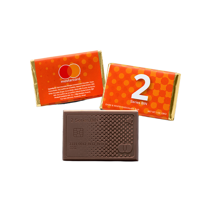 Custom Logo 2″x3″ Dark & White Engraved Chocolate Wrapper Bar – Extra Thick