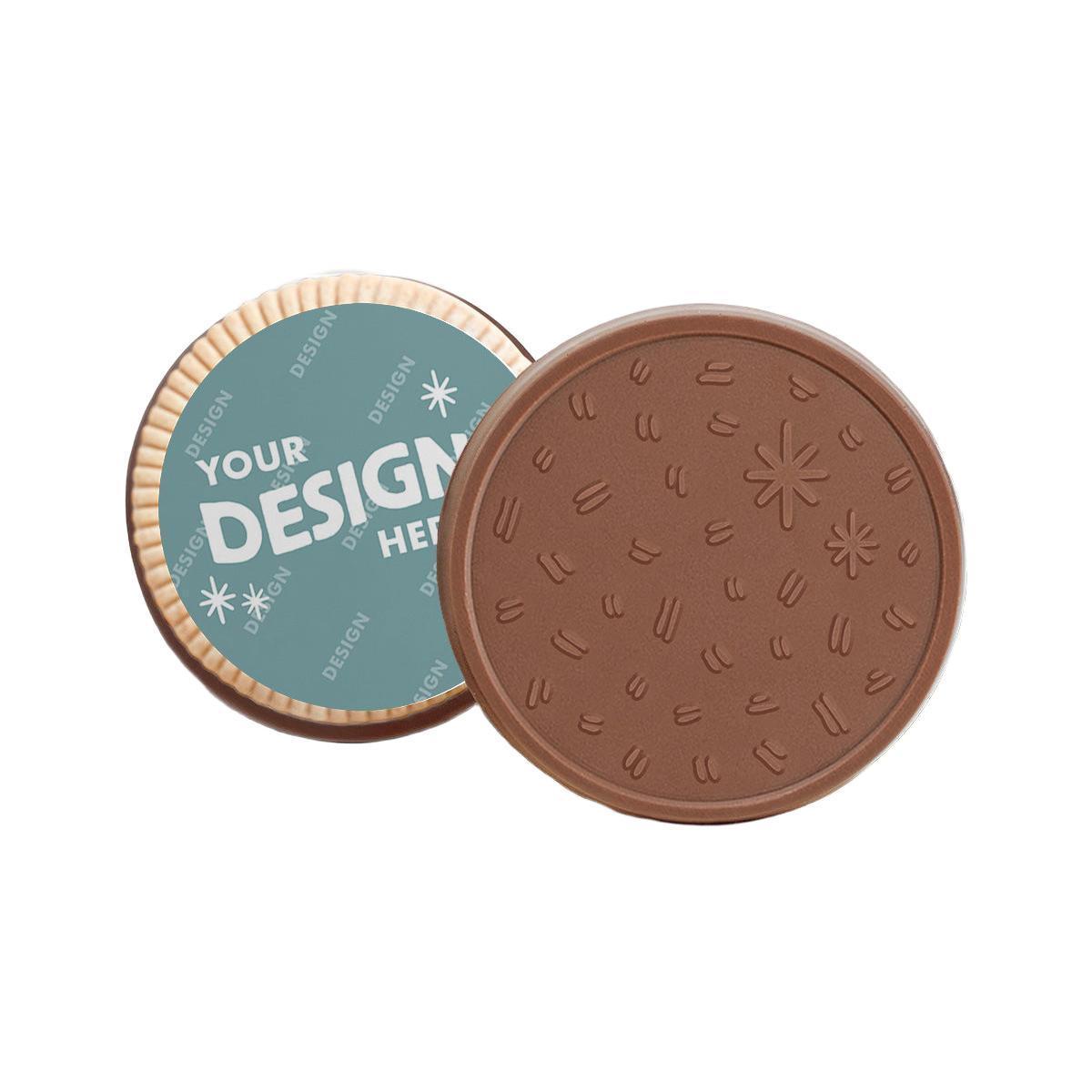 Custom Logo 3.2″ Large Quick Ship Engraved Chocolate Sugar Cookie with Custom Sticker