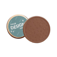Custom Logo 3.2″ Large Quick Ship Engraved Chocolate Sugar Cookie with Custom Sticker