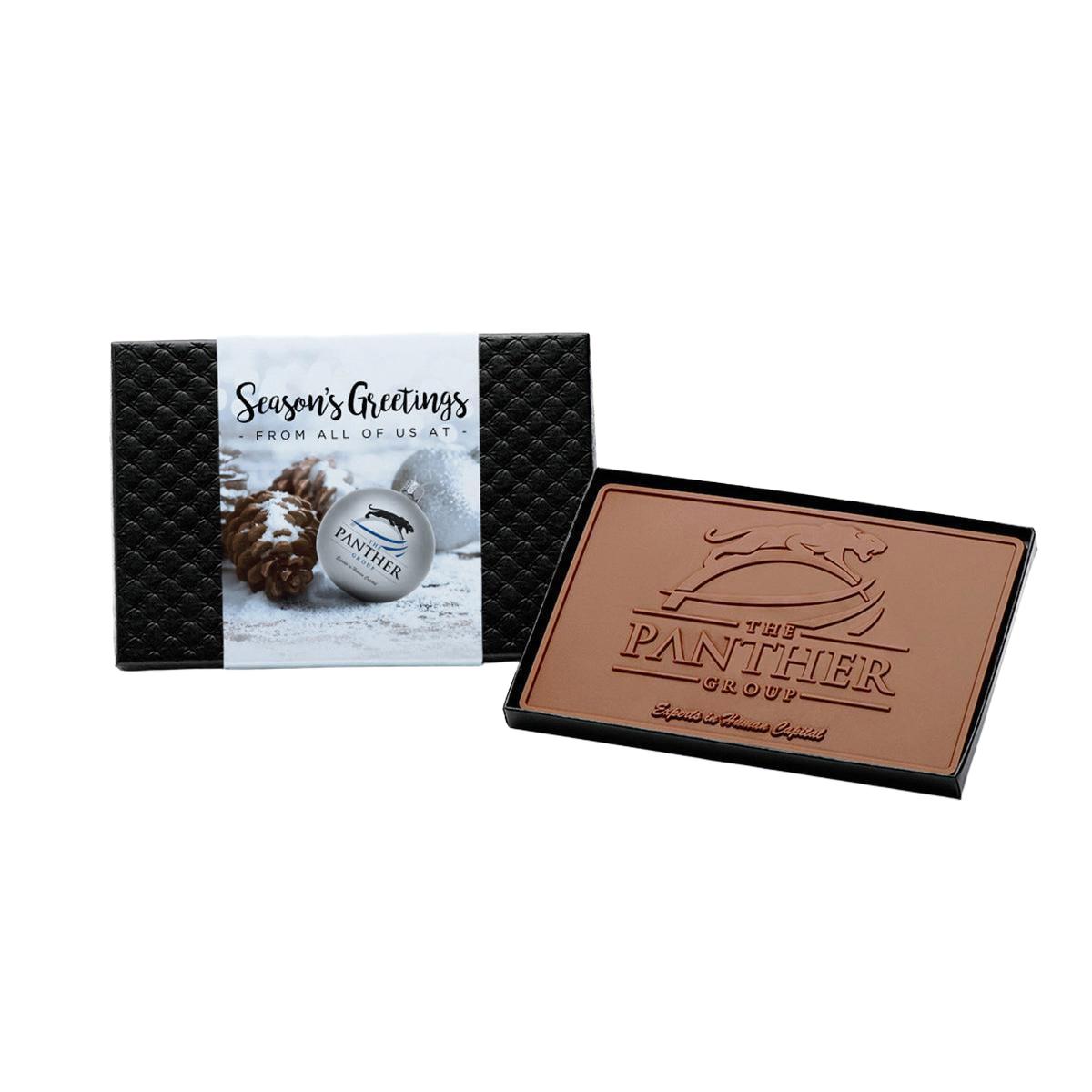 Custom Logo 3oz. Engraved Chocolate Bar – 4″x6″ Gift Box