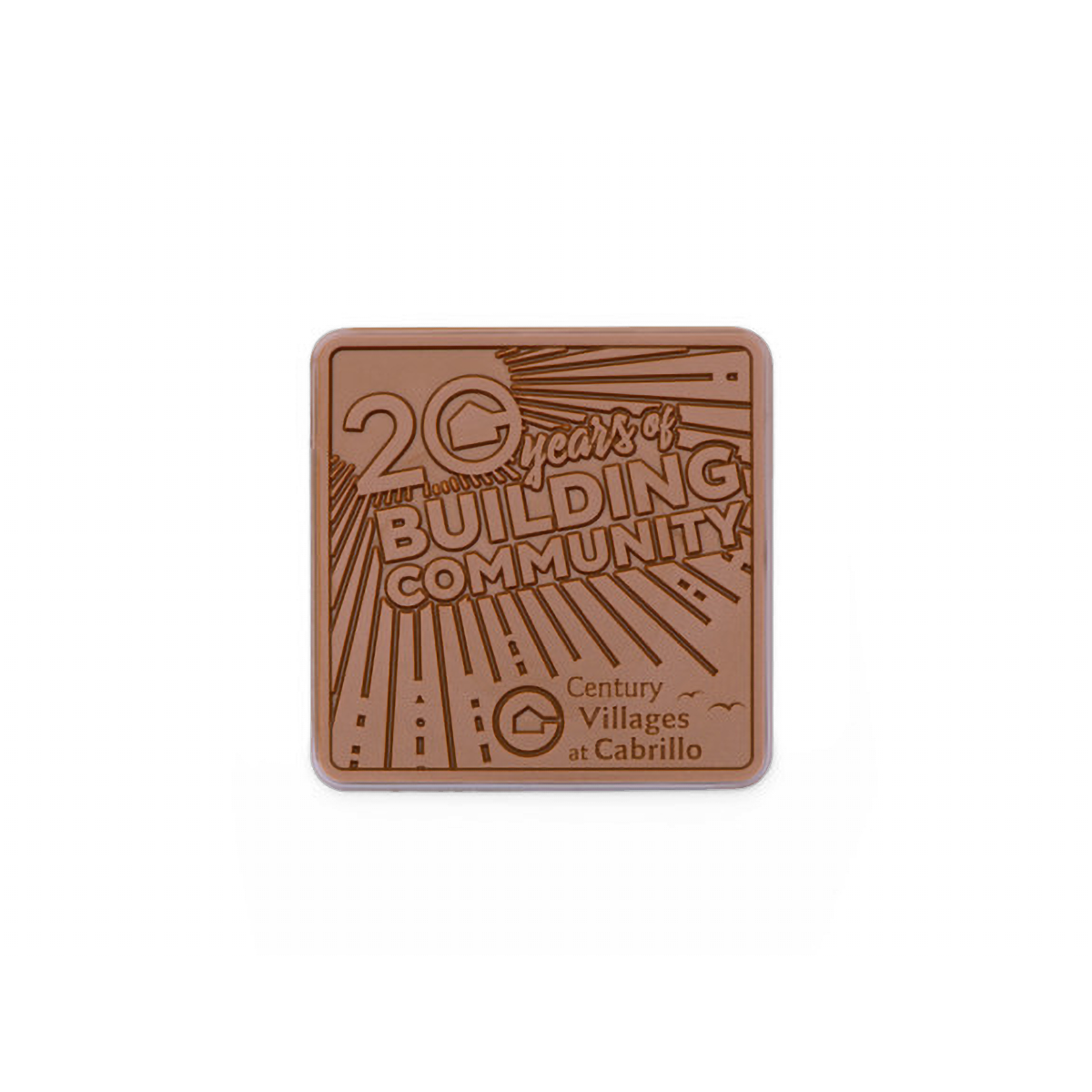 Custom Logo 3″x3″ Engraved Custom Chocolate Shape – Clear Packaging