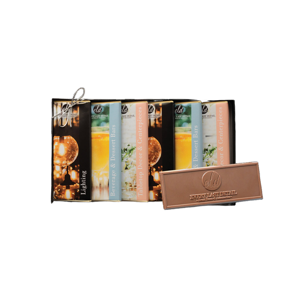 Custom Logo 6-Pack – 2″x5″ Engraved Chocolate Bar Gift Set – Multi Wrapper Design