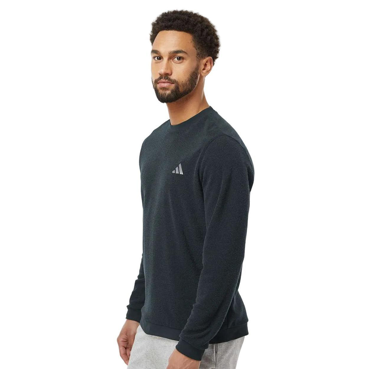 Custom Logo Adidas Men's Terry Crew Neck Sweater