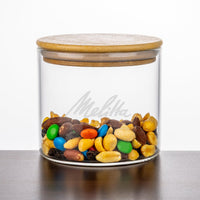 Custom Logo Aniston Jar w/Bamboo Lid - Deep Etch