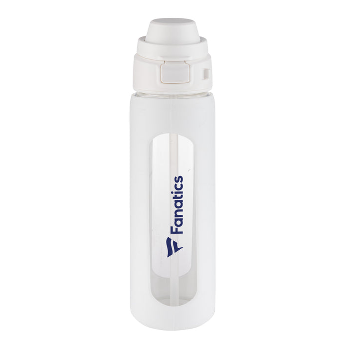 Custom Logo Arno Borosilicate Glass Bottle w/Straw - 24oz