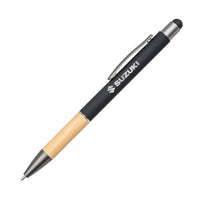 Custom Logo Assia Metal Pen w/Bamboo Grip & Black Refill