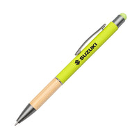 Custom Logo Assia Metal Pen w/Bamboo Grip & Black Refill