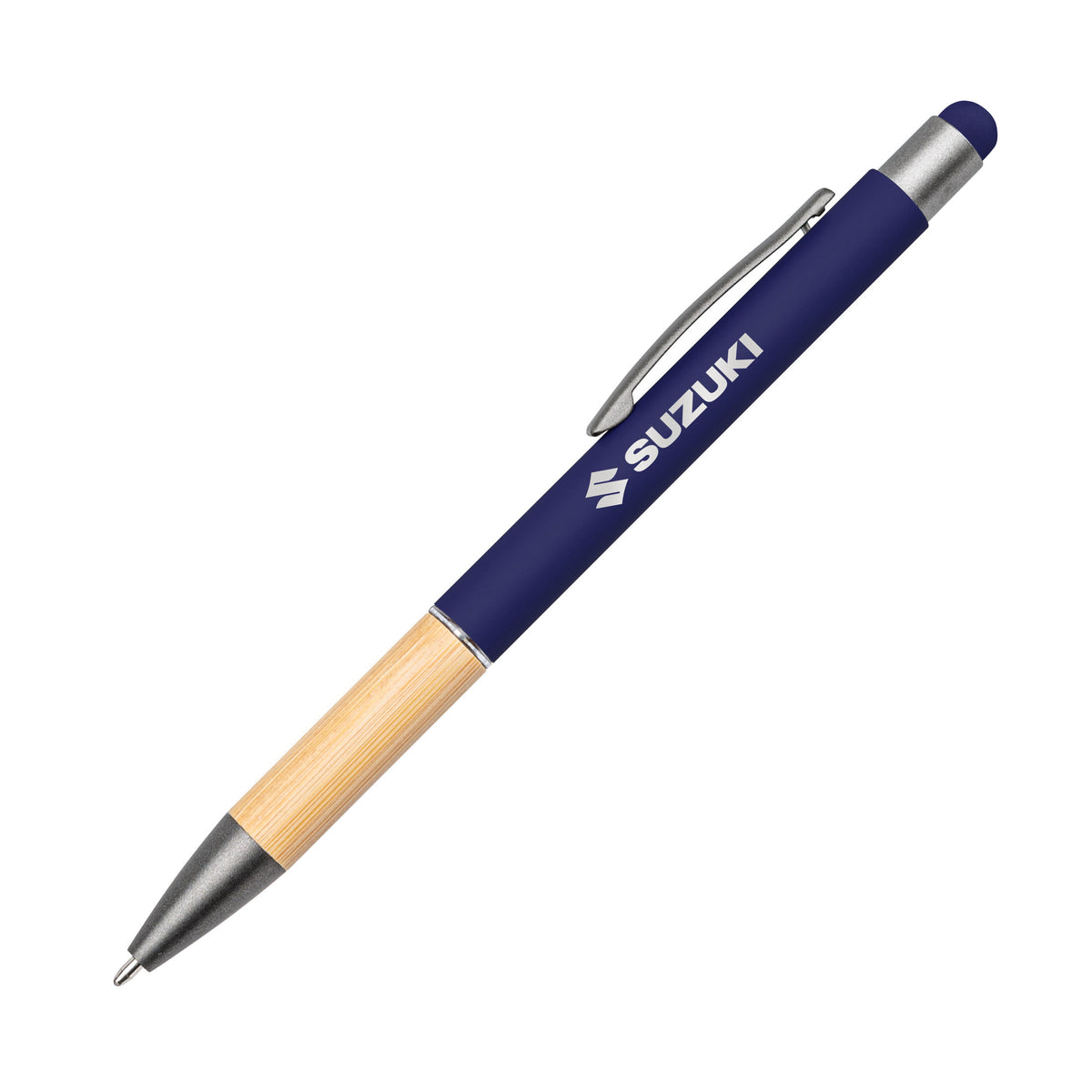 Custom Logo Assia Metal Pen w/Bamboo Grip & Black Refill