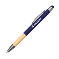 Custom Logo Assia Metal Pen w/Bamboo Grip & Black Refill