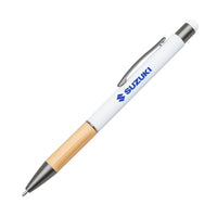 Custom Logo Assias Aluminum Pen w/Bamboo Grip & Blue Refill