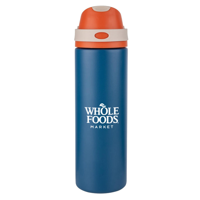 Custom Logo Babine Silicone Bottle w/Chug & Straw Lid - 24oz
