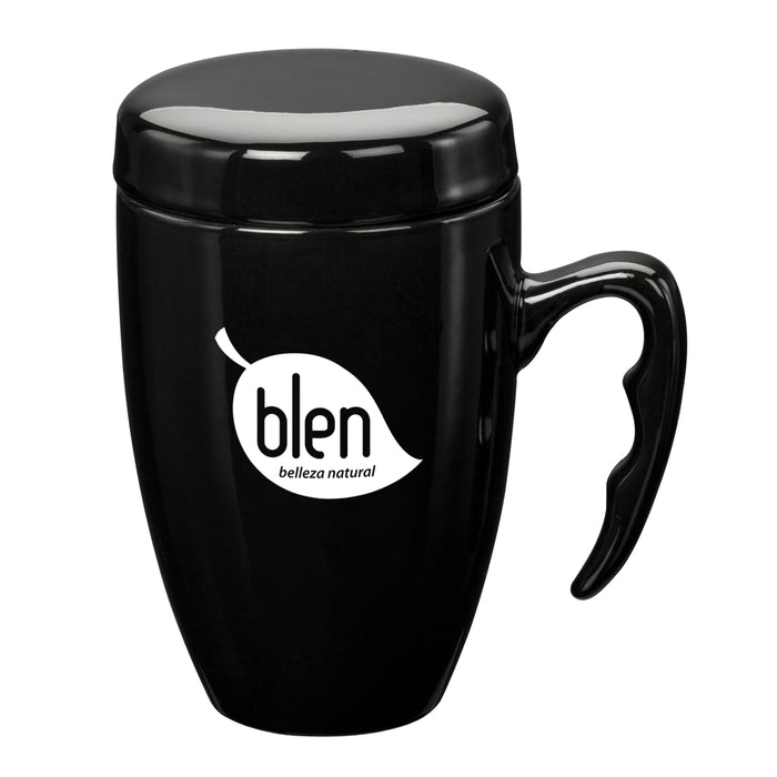 Custom Logo Barco Ceramic Mug w/ Lid - 14oz