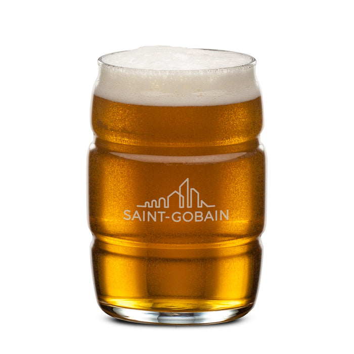 Custom Logo Barrel Beer Glass - Deep Etch