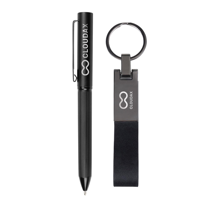 Custom Logo Blamont Twist Ballpoint Pen & Key Ring Gift Set