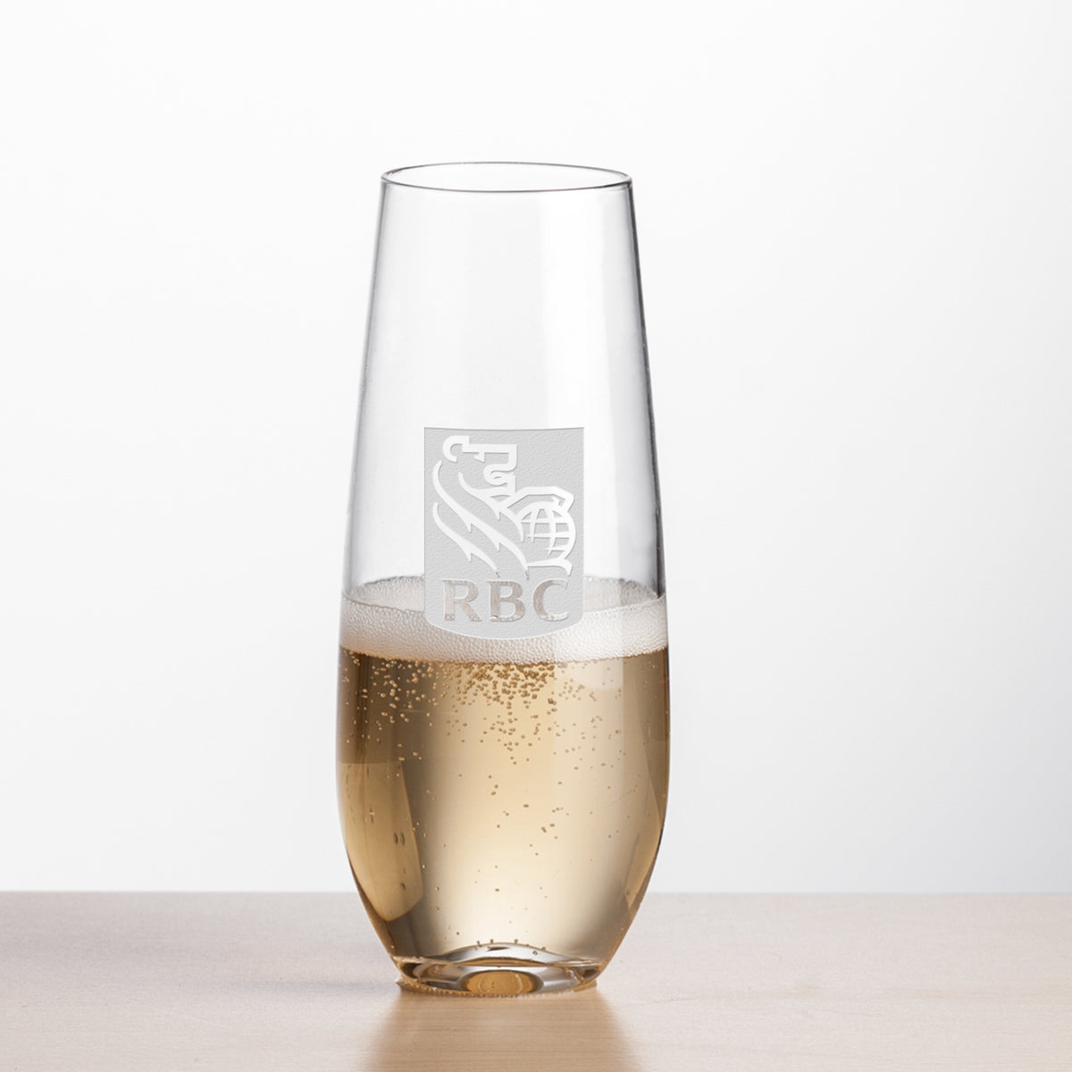 Custom Logo Boston Stemless Flute - Deep Etch
