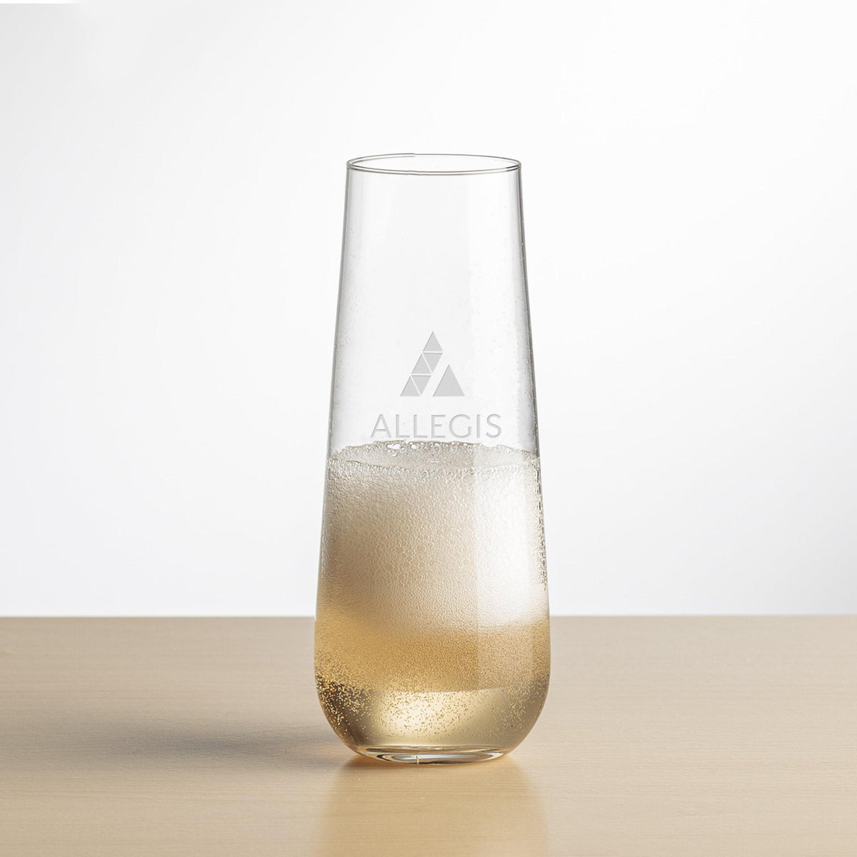 Custom Logo Cannes Stemless Flute - Deep Etch