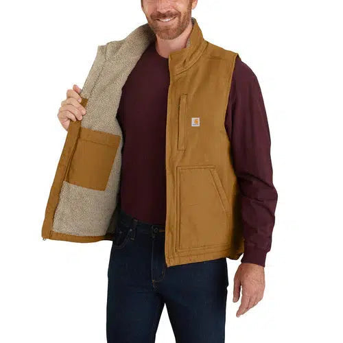 Custom Logo Carhartt Washed Duck Sherpa Lined Mock Neck Vest