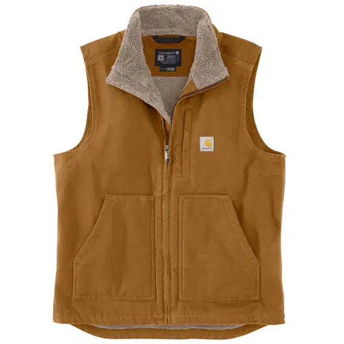 Custom Logo Carhartt Washed Duck Sherpa Lined Mock Neck Vest