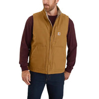 Custom Logo Carhartt Washed Duck Sherpa Lined Mock Neck Vest