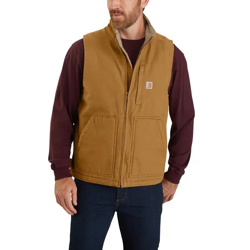 Custom Logo Carhartt Washed Duck Sherpa Lined Mock Neck Vest