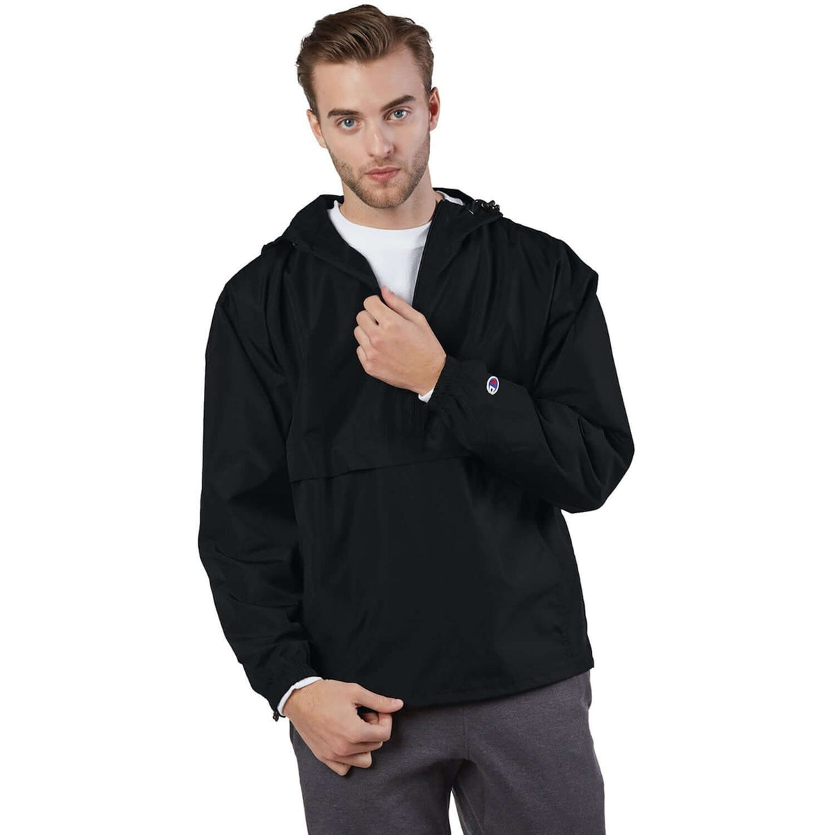 Custom Logo Champion Adult Packable Anorak 1/4 Zip Jacket - Mens