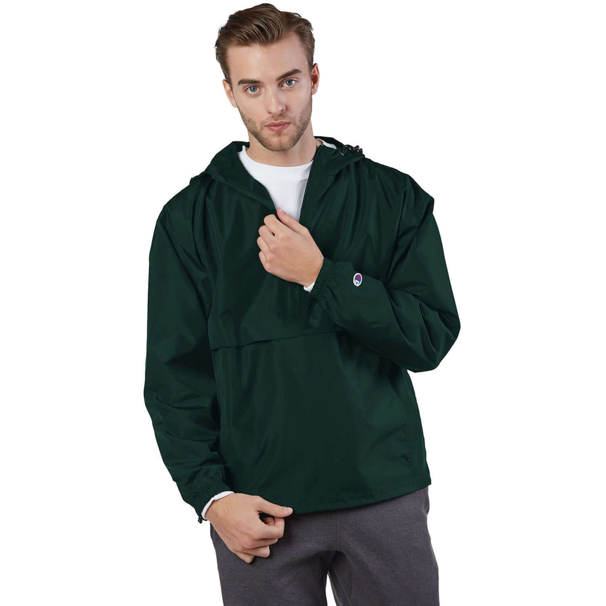 Custom Logo Champion Adult Packable Anorak 1/4 Zip Jacket - Mens