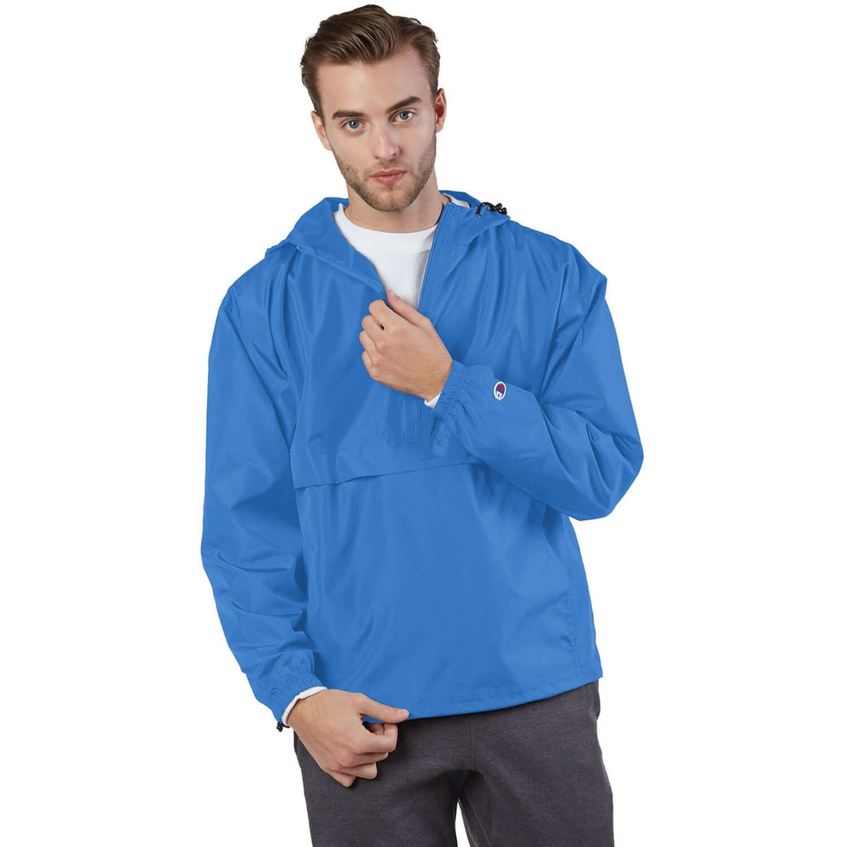 Custom Logo Champion Adult Packable Anorak 1/4 Zip Jacket - Mens