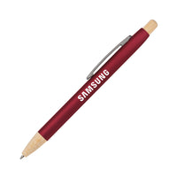 Custom Logo Charon Aluminum Ballpoint Pen w/Bamboo Clicker & Tip