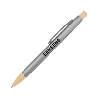 Custom Logo Charon Aluminum Ballpoint Pen w/Bamboo Clicker & Tip