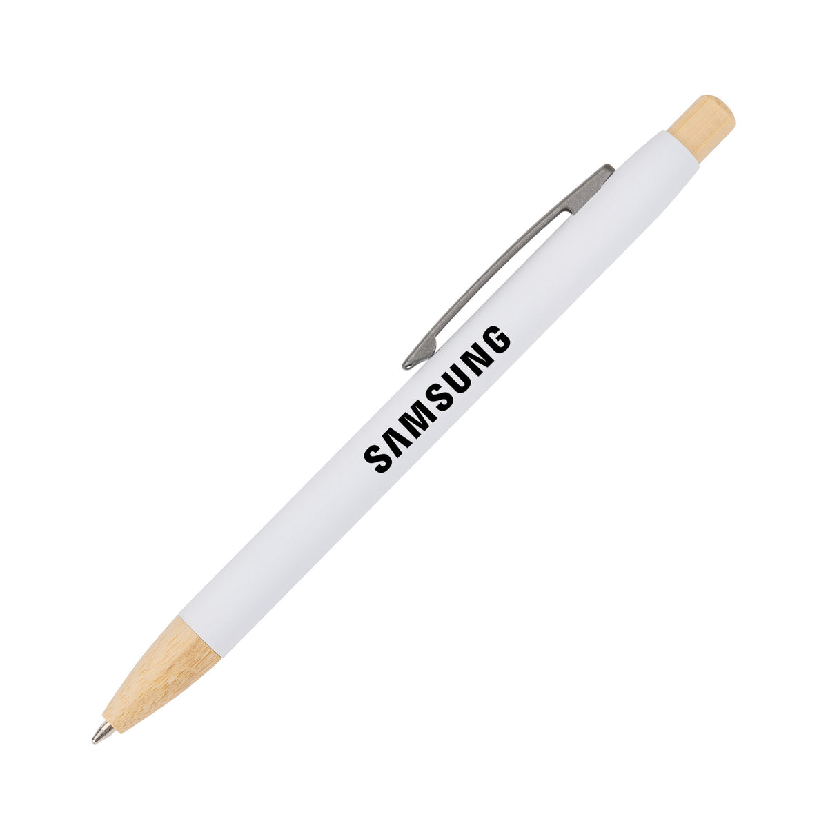 Custom Logo Charon Aluminum Ballpoint Pen w/Bamboo Clicker & Tip