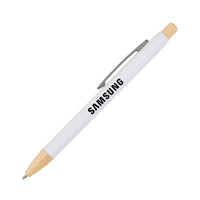 Custom Logo Charon Aluminum Ballpoint Pen w/Bamboo Clicker & Tip