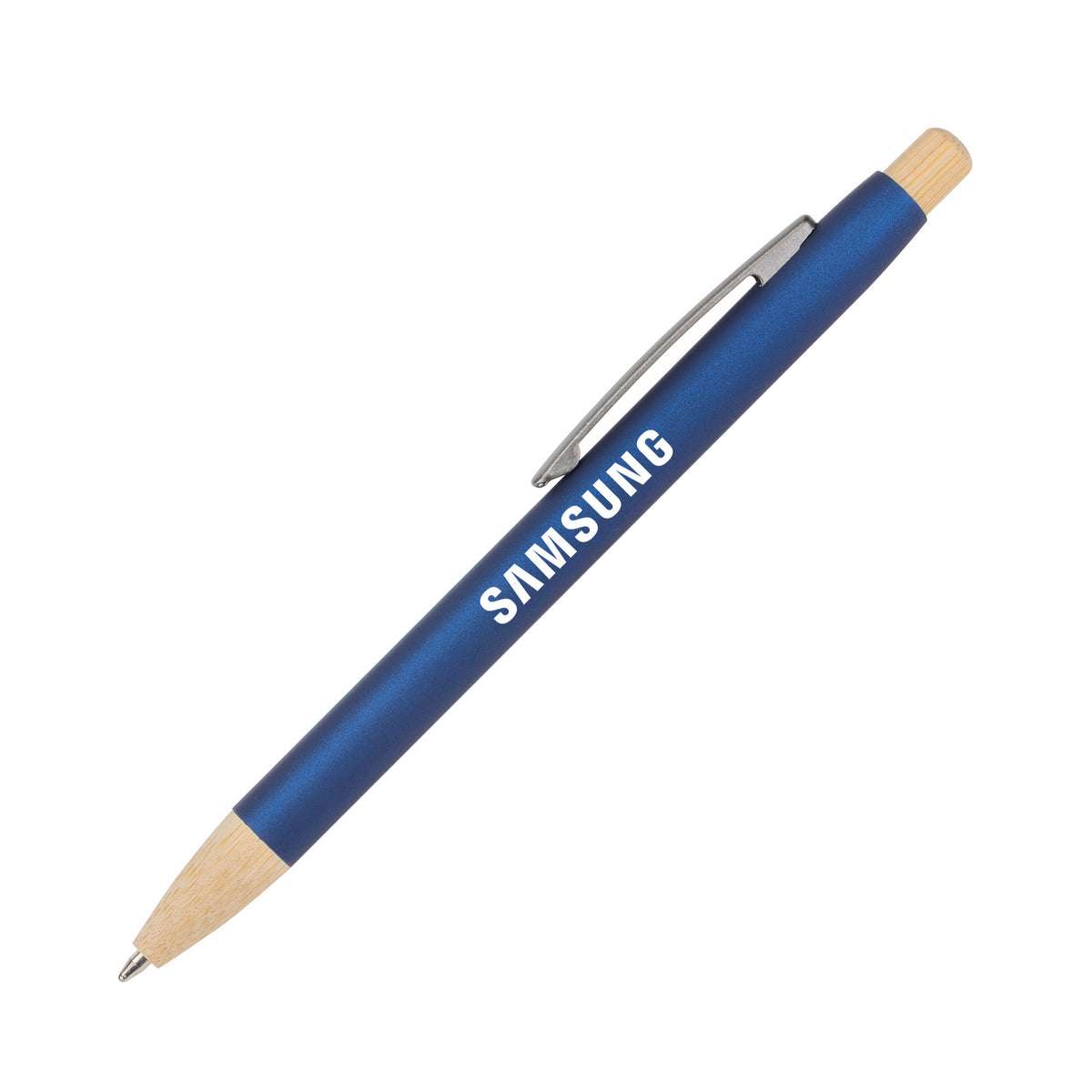 Custom Logo Charon Aluminum Ballpoint Pen w/Bamboo Clicker & Tip