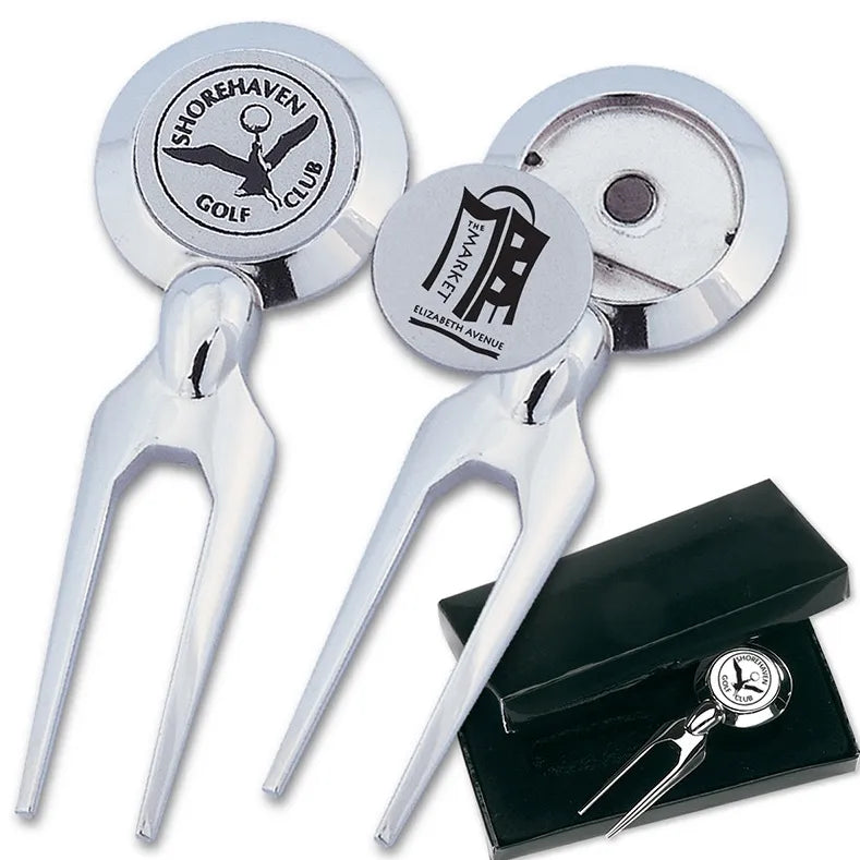 Custom Logo Nickel Plated Divot Tool with Marker