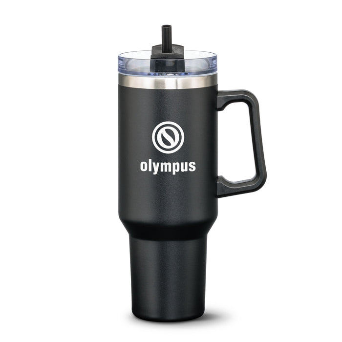 Custom Logo Compeer Handle Travel Mug w/Straw - 40oz