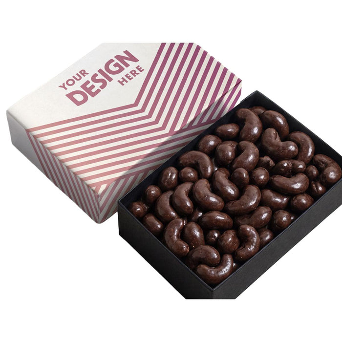 Custom Logo Custom-Lid Chocolate-Covered Nuts Box – 12oz, 4×6