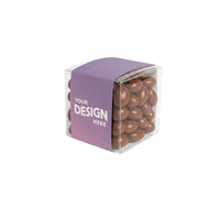 Custom Logo Custom-Sleeve Chocolate-Covered Almond Cube – 8 oz, Full Color Wrap