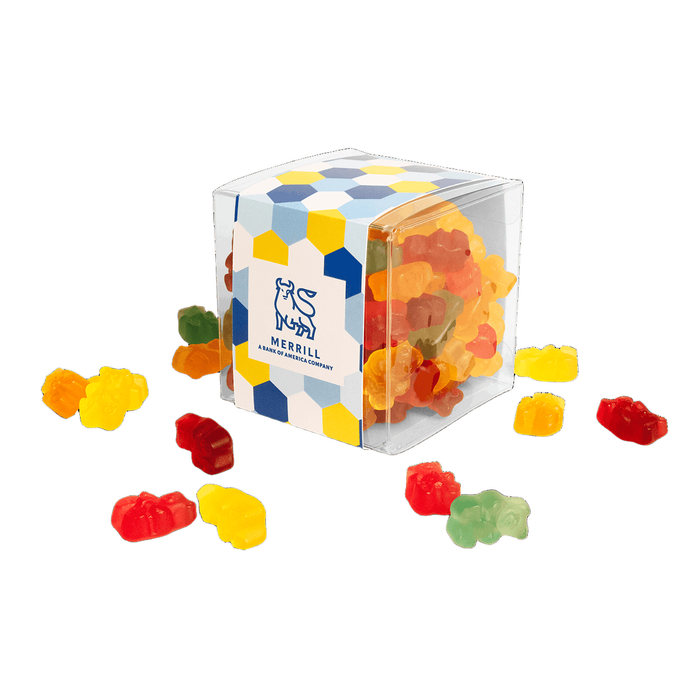 Custom Logo Custom-Sleeve Gummy Bear Cube – 8oz, Full Color Wrap