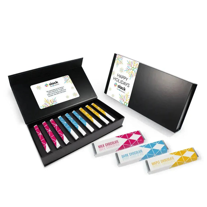 Custom Logo Devine Corporate Chocolate Bar Sampler Magnet Box