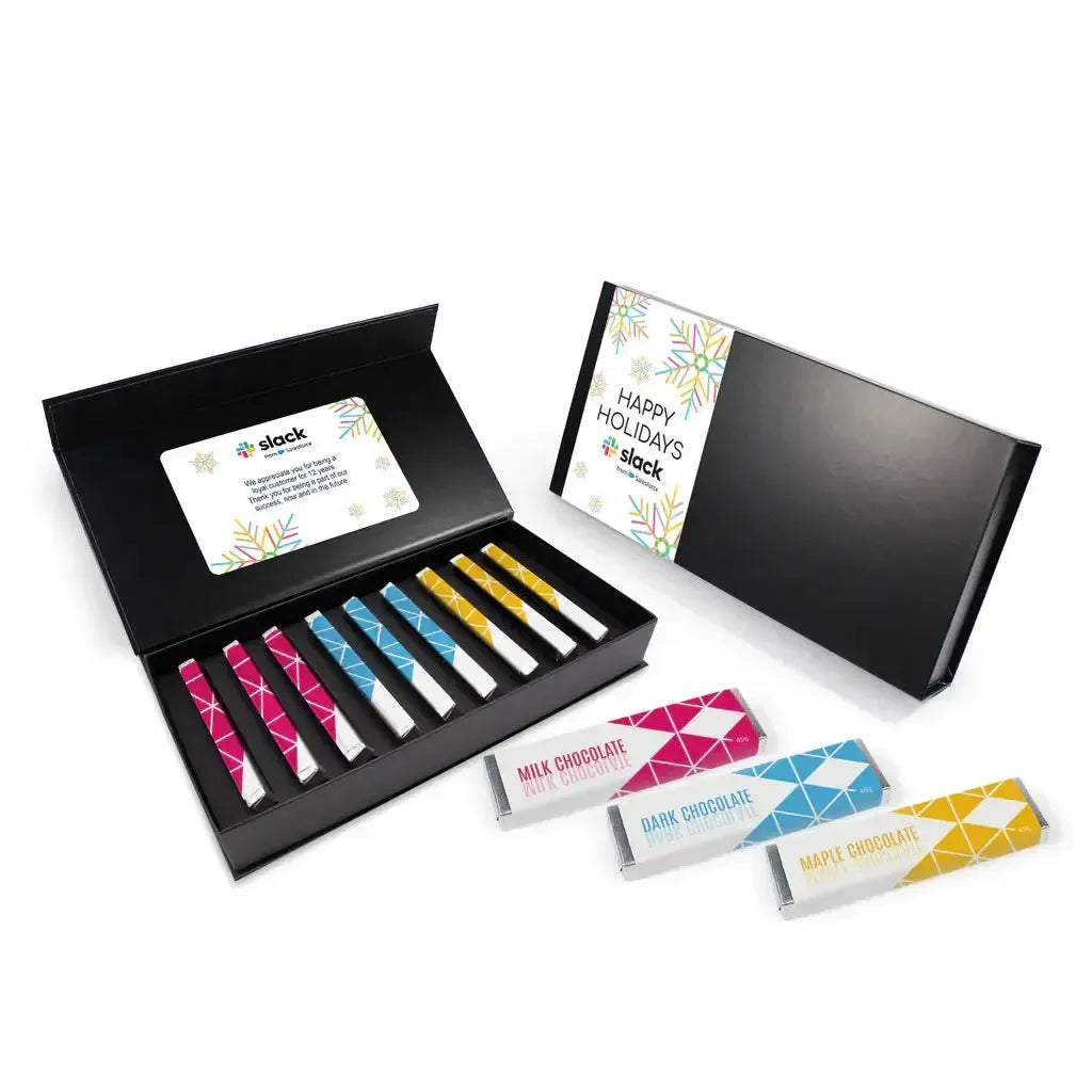 Custom Logo Devine Corporate Chocolate Bar Sampler Magnet Box