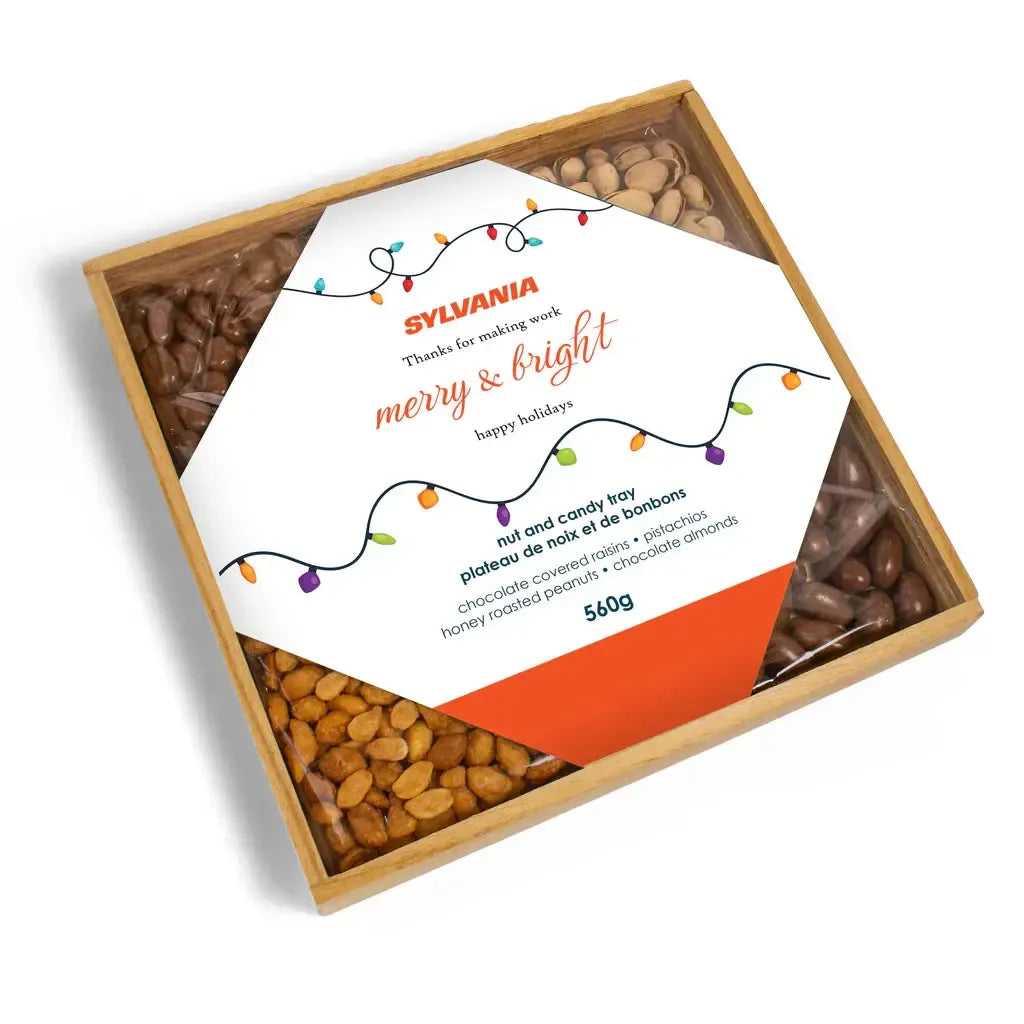 Custom Logo Devine Corporate Nutty Indulgence Wooden Gift Tray