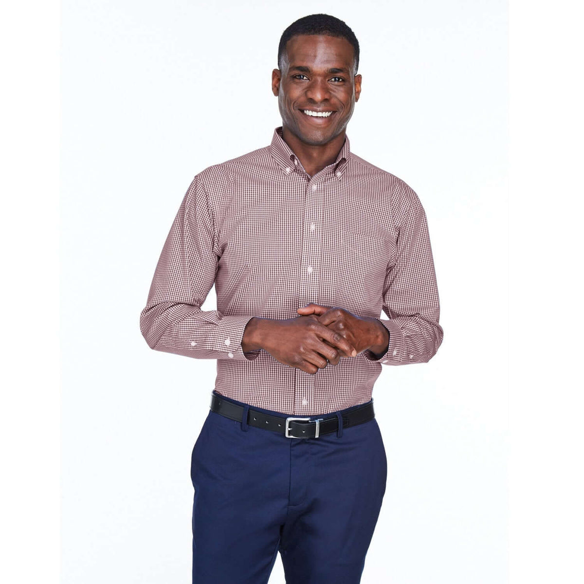 Custom Logo Devon & Jones Crown Woven Collection™ Gingham Check - Mens
