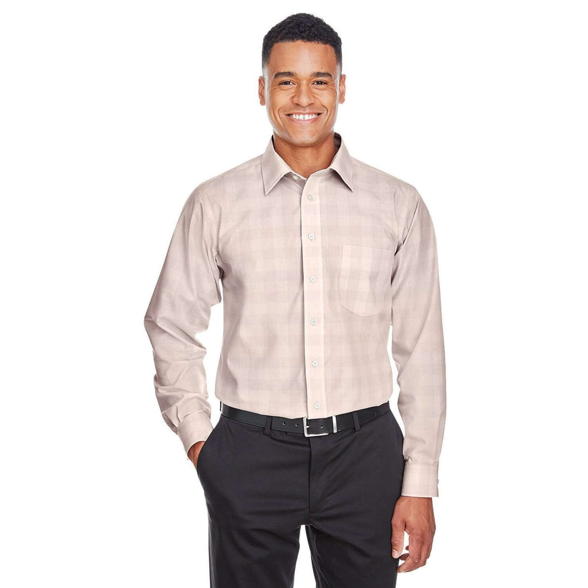 Custom Logo Devon & Jones Crown Woven Collection™ Glen Plaid - Mens