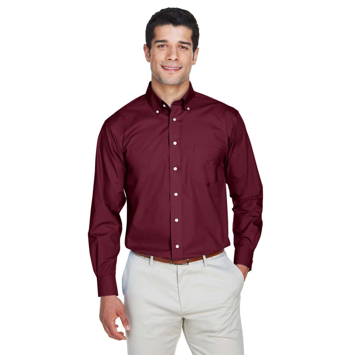 Custom Logo Devon & Jones Crown Woven Collection™ Solid Broadcloth - Mens