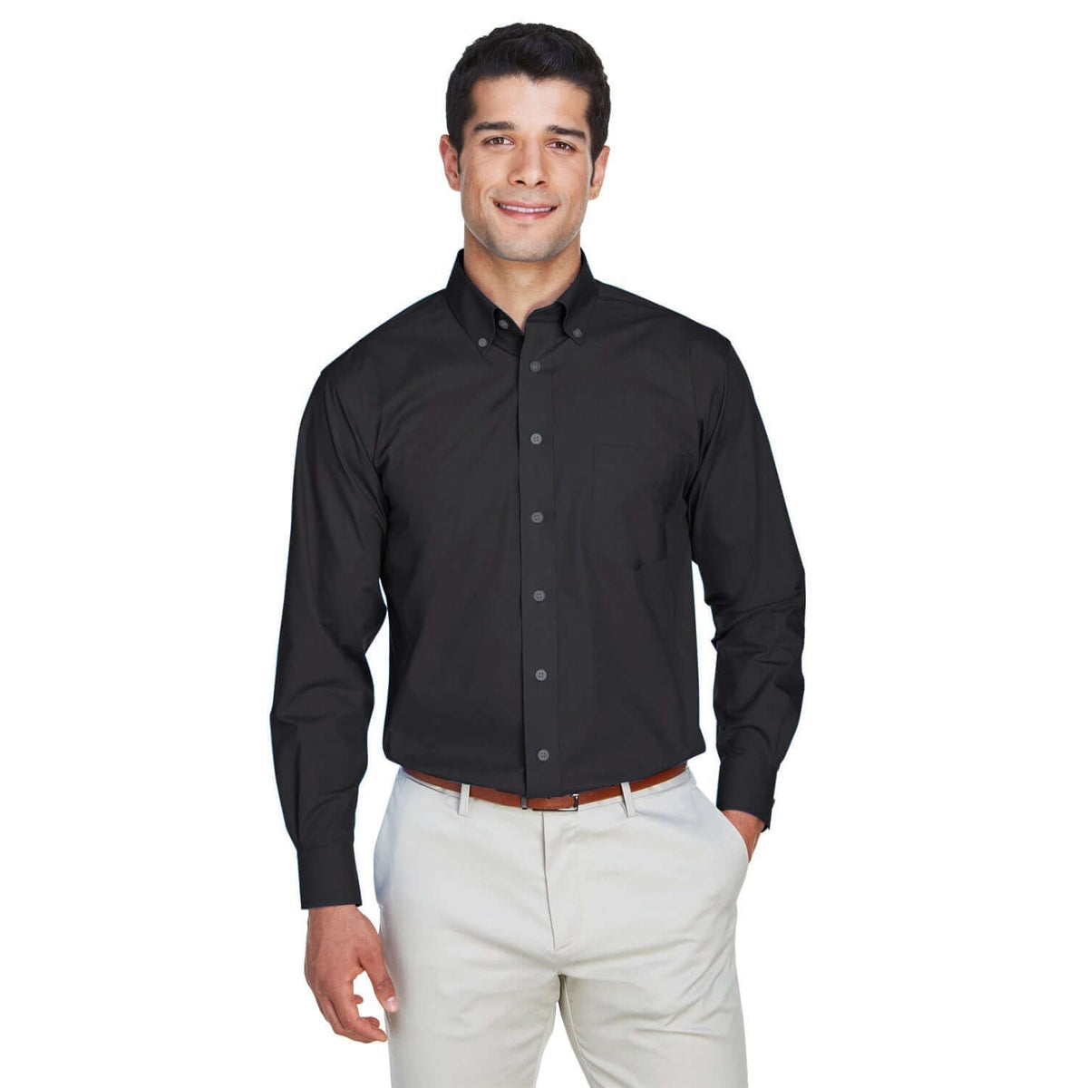 Custom Logo Devon & Jones Crown Woven Collection™ Solid Broadcloth - Mens