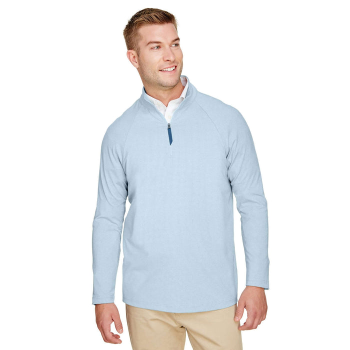 Custom Logo Devon & Jones CrownLux Performance™ Men's Clubhouse Micro-Stripe Quarter-Zip - Mens