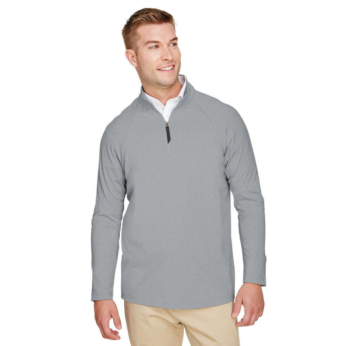 Custom Logo Devon & Jones CrownLux Performance™ Men's Clubhouse Micro-Stripe Quarter-Zip - Mens