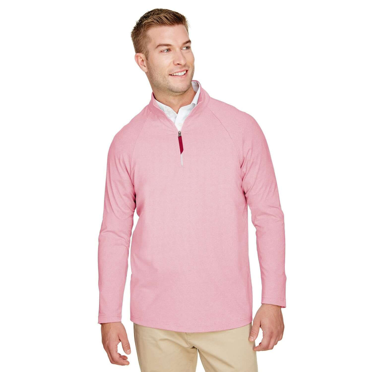 Custom Logo Devon & Jones CrownLux Performance™ Men's Clubhouse Micro-Stripe Quarter-Zip - Mens