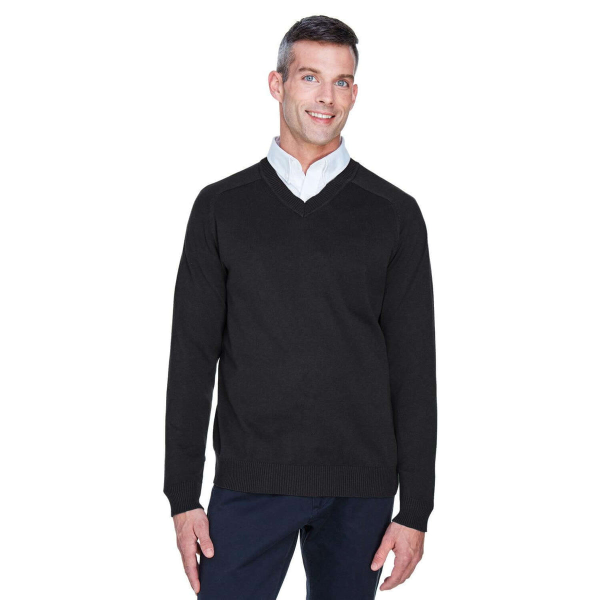 Custom Logo Devon & Jones Men's V-Neck Sweater - Mens