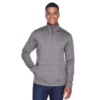 Custom Logo Devon & Jones Newbury Mélange Fleece Quarter-Zip - Mens